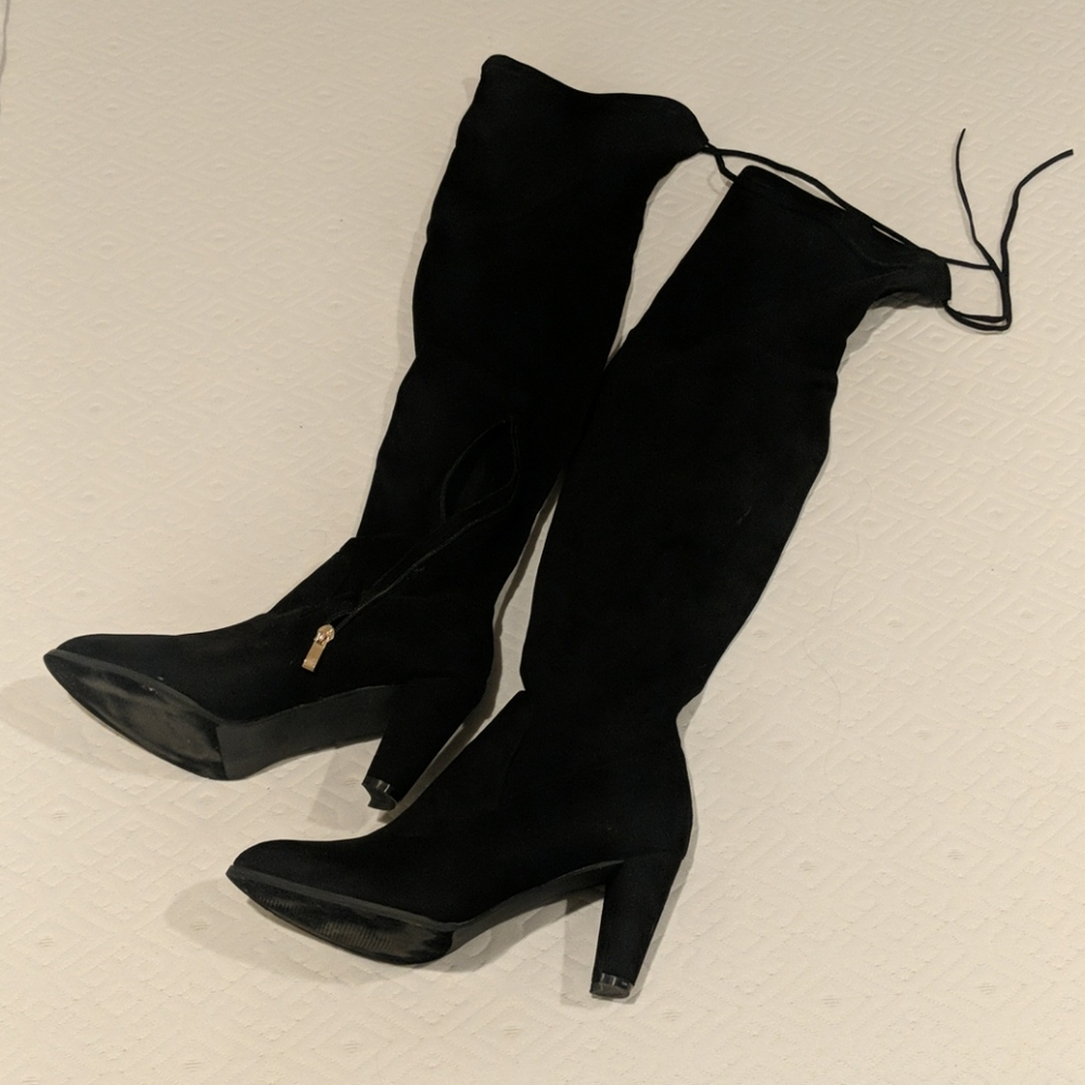 Black thigh high boots